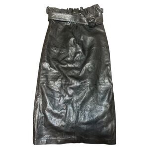 J Brand Claudia Leather Ruffle Skirt
